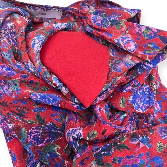 IRO Structured Shoulder V-Neck Hurl Floral Silk Blouse size FR 32 (US XXS) - Picture 3 of 9
